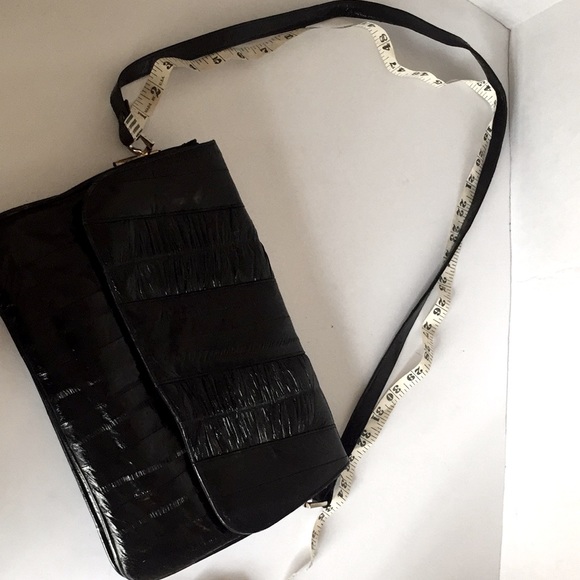 Black Eel skin purse handbag leather vintage bag - Picture 6 of 6